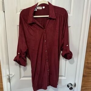 Avenue Burgundy Button-Up Shirt